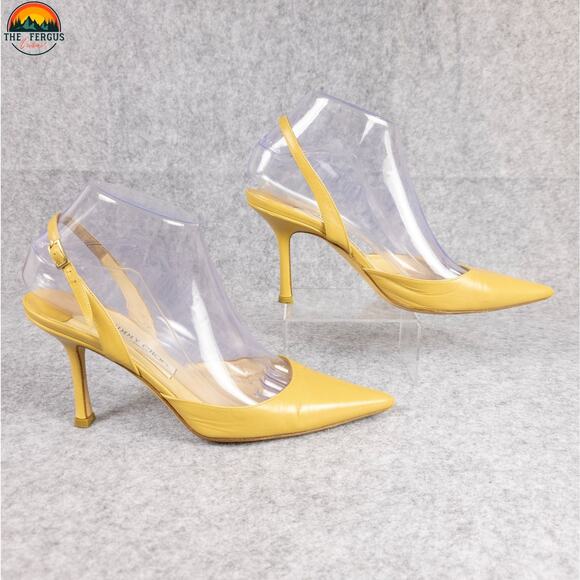 Jimmy Choo London Slingback Stiletto Heels Beige Pointed Toe Women's Sz EU 37.5 - Picture 3 of 16